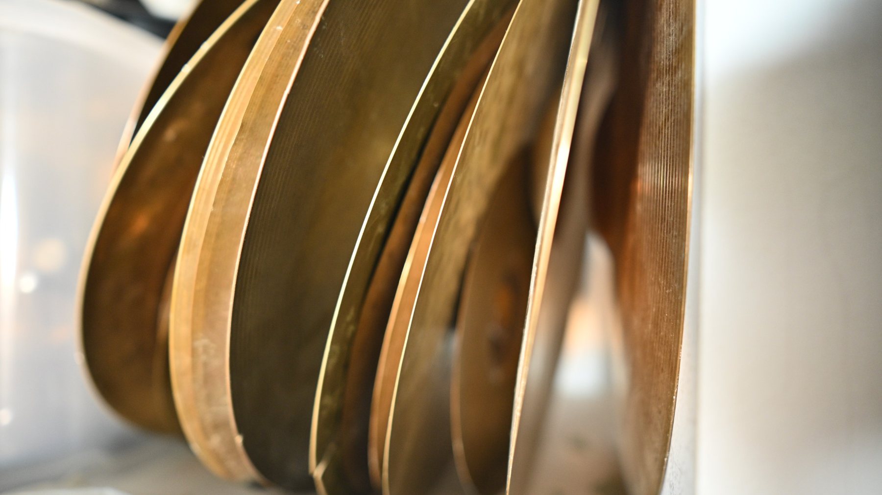 Collection of cymbals showing their edges and profiles